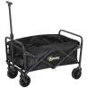 Carro de Jardín Plegable con Ruedas Asa Telescópica Ajustable Carga 100 kg para Campaña Compra 64x42x27 cm Negro - Ogal.Es