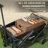 Carro de Jardín Plegable con Ruedas Asa Telescópica Ajustable Carga 100 kg para Campaña Compra 64x42x27 cm Negro - Ogal.Es