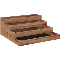 Jardinera de Madera Elevada de 4 Niveles con Diseño de Escalera para Cultivos Plantas Flores 113x113x46 cm Café ... - Ogal.Es
