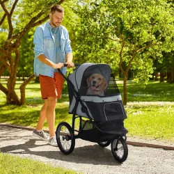 Carrito para Perros Medianos Pequeños con Cesta de Almacenaje Capota Ajustable y Ventana de Malla 111x58x107 cm ... - Ogal.Es