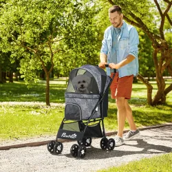 Cochecito para Perros Pequeños Plegable con Cesta de Almacenaje Capota Ajustable y 2 Ruedas Universales 81x48x99... - Ogal.Es