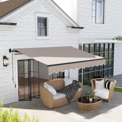 Toldo Retráctil de Aluminio para Ventanas y Puertas con Protección UV30+ y Inclinación Ajustable 360x220 cm Crema - Ogal.Es