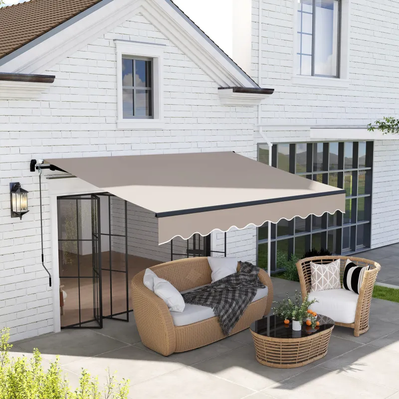 Toldo Retráctil de Aluminio para Ventanas y Puertas con Protección UV30+ y Inclinación Ajustable 360x220 cm Crema - Ogal.Es