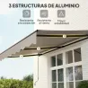 Toldo Retráctil de Aluminio para Ventanas y Puertas con Protección UV30+ y Inclinación Ajustable 360x220 cm Crema - Ogal.Es