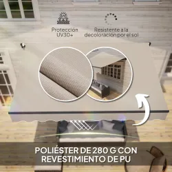 Toldo Retráctil de Aluminio para Ventanas y Puertas con Protección UV30+ y Inclinación Ajustable 360x220 cm Crema - Ogal.Es