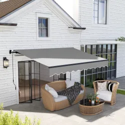 Toldo Retráctil de Aluminio para Ventanas y Puertas con Protección UV30+ y Inclinación Ajustable 360x220 cm Gris - Ogal.Es