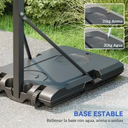 Canasta de Baloncesto Ajustable de 146-236 cm con Ruedas y Base Rellenable con Agua o Arena Tablero Irrompible N... - Ogal.Es