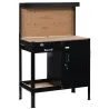 Banco de Trabajo con Panel Perforado Cajón Estante y Armario con Cerradura para Taller o Hogar 98,5x48x140 cm Negro - Ogal.Es
