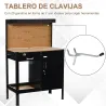 Banco de Trabajo con Panel Perforado Cajón Estante y Armario con Cerradura para Taller o Hogar 98,5x48x140 cm Negro - Ogal.Es