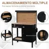 Banco de Trabajo con Panel Perforado Cajón Estante y Armario con Cerradura para Taller o Hogar 98,5x48x140 cm Negro - Ogal.Es