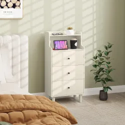 Cómoda con 3 Cajones y 2 Estantes Abiertos Diseño Moderno y Antivuelco para Dormitorio o Salón 47x29x95cm Blanco... - Ogal.Es