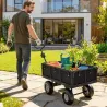 Carrito de Jardín con Ruedas Grandes Bolsa Impermeable Removible y Mango Giratorio Carga 300 kg 105x51x54 cm Negro - Ogal.Es