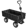Carrito de Jardín con Ruedas Grandes Bolsa Impermeable Removible y Mango Giratorio Carga 300 kg 105x51x54 cm Negro - Ogal.Es