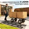 Carrito de Jardín con Ruedas Grandes Bolsa Impermeable Removible y Mango Giratorio Carga 300 kg 105x51x54 cm Negro - Ogal.Es