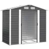 Cobertizo Metálico para Jardín 213x120x166/194 cm con Base Refuerzo Puertas Correderas y Ventilaciones Gris Oscuro - Ogal.Es