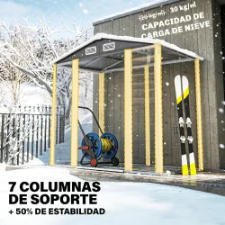 Cobertizo Metálico para Jardín 213x120x166/194 cm con Base Refuerzo Puertas Correderas y Ventilaciones Gris Oscuro - Ogal.Es