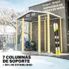 Cobertizo Metálico para Jardín 213x120x166/194 cm con Base Refuerzo Puertas Correderas y Ventilaciones Gris Oscuro - Ogal.Es