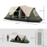 Tienda de Campaña Plegable con 2 Habitaciones y Bolsa de Transporte Impermeable 450x215x180 cm Verde Oliva y Ma... - Ogal.Es