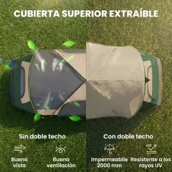 Tienda de Campaña Plegable con 2 Habitaciones y Bolsa de Transporte Impermeable 450x215x180 cm Verde Oliva y Ma... - Ogal.Es