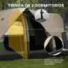 Tienda de Campaña Plegable con 2 Habitaciones y Bolsa de Transporte Impermeable 450x215x180 cm Verde Oliva y Ma... - Ogal.Es