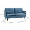 Sofá de Salón de 2 Plazas Moderno con 4 Cojines Reposabrazos y Patas de Acero Carga 240 kg 139x68x80 cm Azul - Ogal.Es