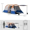 Tienda de Campaña para 2 Personas con 2 Habitaciones y Bolsa de Transporte Impermeable 420x200x150 cm Multicolor - Ogal.Es