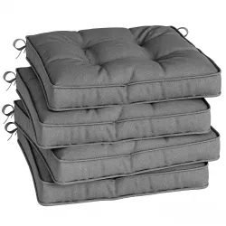 Conjunto de Cojines para Sillas de Comedor y Jardín Impermeable con 2 Amarres de Fijación 42x42x5 cm Gris Oscuro - Ogal.Es