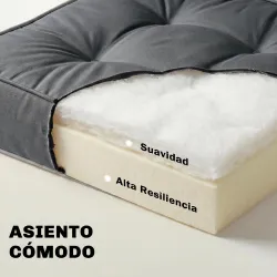Conjunto de Cojines para Sillas de Comedor y Jardín Impermeable con 2 Amarres de Fijación 42x42x5 cm Gris Oscuro - Ogal.Es