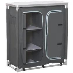 Armario de Camping Plegable con Estantes y Bolsa de Transporte para Exterior 96x49,5x104 cm Gris - Ogal.Es