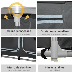 Armario de Camping Plegable con Estantes y Bolsa de Transporte para Exterior 96x49,5x104 cm Gris - Ogal.Es