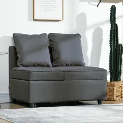 Sofá Cama de 1 Plaza con Respaldo Ajustable Sillón Cama Individual con Almohadas para Dormitorio Apartamento Gris - Ogal.Es