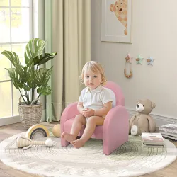 Sofá Infantil con Respaldo en Forma de Arcoíris Mini Sofá de Tejido Suave de Borreguito para Niños 45x41x52 cm Rosa - Ogal.Es