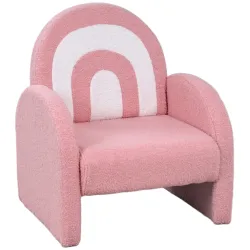 Sofá Infantil con Respaldo en Forma de Arcoíris Mini Sofá de Tejido Suave de Borreguito para Niños 45x41x52 cm Rosa - Ogal.Es