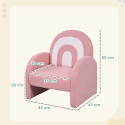 Sofá Infantil con Respaldo en Forma de Arcoíris Mini Sofá de Tejido Suave de Borreguito para Niños 45x41x52 cm Rosa - Ogal.Es