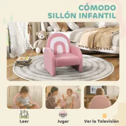 Sofá Infantil con Respaldo en Forma de Arcoíris Mini Sofá de Tejido Suave de Borreguito para Niños 45x41x52 cm Rosa - Ogal.Es