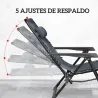 Set de 2 Tumbonas Jardín Exterior Plegables de Gravedad Cero con Mesa Auxiliar con Portavasos Reposacabezas Gris - Ogal.Es