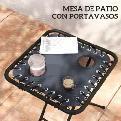 Set de 2 Tumbonas Jardín Exterior Plegables de Gravedad Cero con Mesa Auxiliar con Portavasos Reposacabezas Gris - Ogal.Es