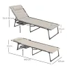 Tumbona Plegable con Respaldo Ajustable Reposacabezas Bolsillo Lateral Bandeja y Estructura de Acero 190x60x31 c... - Ogal.Es