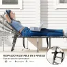 Tumbona Plegable con Respaldo Ajustable Reposacabezas Bolsillo Lateral Bandeja y Estructura de Acero 190x60x31 c... - Ogal.Es