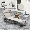 Tumbona Plegable con Respaldo Ajustable Reposacabezas Bolsillo Lateral Bandeja y Estructura de Acero 190x60x31 c... - Ogal.Es