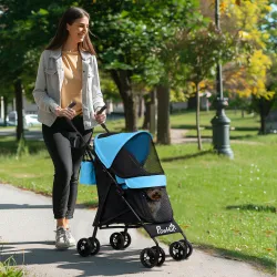 Cochecito para Perros Pequeños con Estructura de Paraguas con Cojín Lavable Portavaso Ventanas de Malla y Bolsa ... - Ogal.Es
