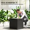 Baúl de Almacenaje Exterior de Polipropileno Impermeable con Asas y Soporte para Candado 56x41x50 cm Negro - Ogal.Es