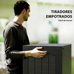 Baúl de Almacenaje Exterior de Polipropileno Impermeable con Asas y Soporte para Candado 56x41x50 cm Negro - Ogal.Es