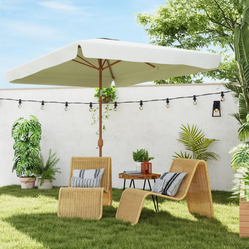 Sombrilla de Terraza Exterior 300x200x245 cm con Ángulo Ajustable Mástil de Aluminio Manivela y Protección UV 50... - Ogal.Es