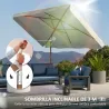 Sombrilla de Terraza Exterior 300x200x245 cm con Ángulo Ajustable Mástil de Aluminio Manivela y Protección UV 50... - Ogal.Es