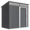 Caseta de Jardín Metálica con Puerta Corredera Ventanas y Ventilación para Almacenaje Exterior 195x122x159/182 c... - Ogal.Es