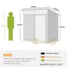 Caseta de Jardín Metálica con Puerta Corredera Ventanas y Ventilación para Almacenaje Exterior 195x122x159/182 c... - Ogal.Es