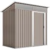Caseta de Jardín Metálica con Puerta Corredera Ventanas y Ventilación para Almacenaje Exterior 195x122x159/182 c... - Ogal.Es