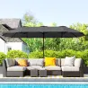 Sombrilla Doble 4x2,2 m Sombrilla Terraza Exterior con Manivela Manual Impermeable y Protección UV30+ Gris Oscuro - Ogal.Es