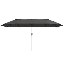 Sombrilla Doble 4x2,2 m Sombrilla Terraza Exterior con Manivela Manual Impermeable y Protección UV30+ Gris Oscuro - Ogal.Es